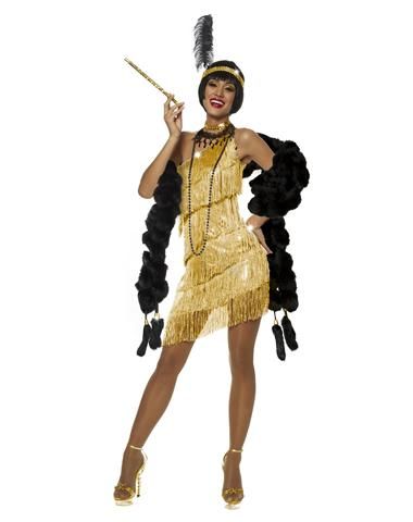 Gold Dazzling Flapper Adult Womens Costume Gold Flapper Costume, Estilo Charleston, Flapper Girl Costumes, Flapper Girl Dress, Gatsby Party Outfit, Gatsby Outfit, Flapper Halloween, Gold Flapper, Flapper Costume