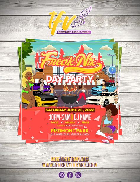 Digital Invitation Freaknik Flyer Freaknik Day Party - Etsy Freaknik Flyer, Day Party Flyer, Piedmont Park, Invitation Maker, Graphic Design Flyer, Invitation Digital, Digital Invitation, Day Party, Party Flyer