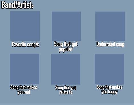 My Taste In Music Template Blank, My Music Taste Template, Music Taste Template, Song Template, Powdered Donuts, Grunge Band, Japanese Music, Music Taste, Pinterest Templates