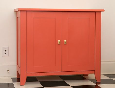 10 Amazingly Bold & Colourful Furniture Makeovers - DIY Passion Green China Cabinet, Coral Painted Furniture, Blue China Cabinet, Colourful Furniture, Red Dresser, Painting Laminate Furniture, Habanero Pepper, Shed Garage, Nightstand Makeover