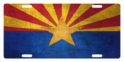 ARIZONA State Flag Custom License Plate Arizonan State Emblem Electrical Spools, Free Wood Texture, Arizona State Flag, Arizona Flag, Lds Art, Wall Flag, Flag Signs, State Of Arizona, Von Dutch