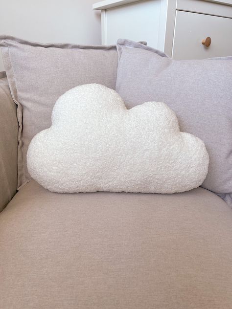 Each cloud cushion is carefully handmade using a dreamy Teddy fleece fabric with a Boucle look that provides a sensory experience. These super soft and plush cloud pillows are available in 2 different sizes; medium and large, as well as a wide range of colours to match and compliment your decor.  Our cloud cushions have endless decorating possibilities. They are a versatile piece of home decor that can be used anywhere in the home, whether it's a child's room, nursery, or sofa.  Cloud Cushions c Sensory Pillow, Cloud Pillows, Dreamy Nursery, Clouds Nursery, Cloud Cushion, Teddy Fleece, Baby Cot, Home Sofa, Baby Pillows