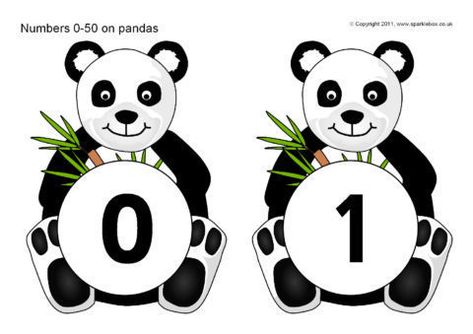 Numbers 0-50 on Pandas (SB4348) - SparkleBox Panda Activities, Bears Preschool, Panda Decorations, Rainbow Cartoon, Panda Party, Baby Education, Display Banners, School Banner, Cute Panda Wallpaper