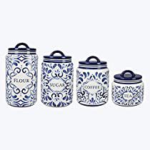 Flour Canister Set, Blue Canister Set, Ceramic Kitchen Canister Sets, Ceramic Kitchen Canisters, Ceramic Canister Set, White Canisters, Ceramic Canisters, Kitchen Canister Set, White Kitchen Decor