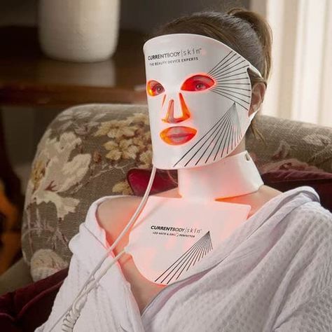 Amazon.com : CurrentBody Skin Complete LED Kit - Fully Wearable Anti-Aging LED Mask & Device, Improves Skin tone, Texture and Firms the Skin : Beauty & Personal Care Chest Wrinkles, Led Light Therapy Mask, Beauty Tech, Light Therapy Mask, Led Face Mask, Led Mask, Led Light Therapy, Improve Skin Tone, Red Light Therapy