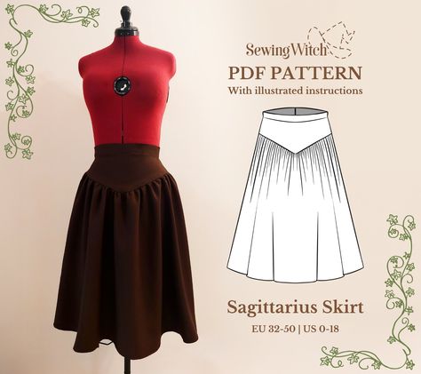 Sagittarius Skirt | PDF Sewing Pattern Sizes: EU 32-50 | US 0-18 Language: English Beginner friendly Illustrated guide with step by step instructions Instant Download This pattern includes: - A4 PDF format & US letter format - A0 PDF format - PDF with illustrated instructions This is a digital pattern, therefore you will not receive any physical product. For personal non-commercial use only. The product is final and non-refundable. If you have any problems contact me and I will help :) Dark Academia Sewing Patterns, Dark Academia Sewing Pattern, Gothic Sewing Patterns, Goth Sewing Patterns, Cottagecore Sewing, English Beginner, Dark Academia Skirt, Dark Academia Dress, Vintage Skirt Pattern