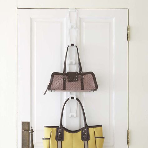 Handbag Display, Handbag Hanger, Door Rack, Over The Door Hooks, Bag Hanger, Handbag Stores, Living Room Organization, Door Hooks, Handbag Organization