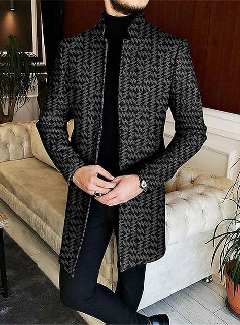 Business Casual Coat, Winter Fashion Men, Graphic Jacket, Graphic Jackets, Man Dress, Dress Suits For Men, Long Coat Jacket, Polyester Jacket, Tweed Coat