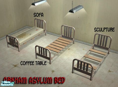 BeOSBoxBoy's Arkham Asylum Bed Set Asylum Halloween, Arkham Asylum, Sims Community, Sims Mods, Bed Set, Sims 4 Cc, The Sims Resource, Sims 4 Mods, Sims Resource