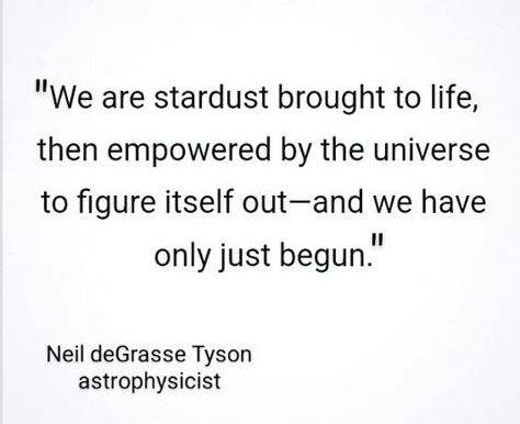 "We are stardust brought to life..." –a quote from Neil deGrasse Tyson, astrophysicist Astronomy Quotes Universe, Astrophysics Quotes, Reincarnation Quotes, Stardust Quotes, Neil Degrasse Tyson Quote, Tyson Quotes, Hobo Symbols, Astronomy Quotes, We Are Stardust