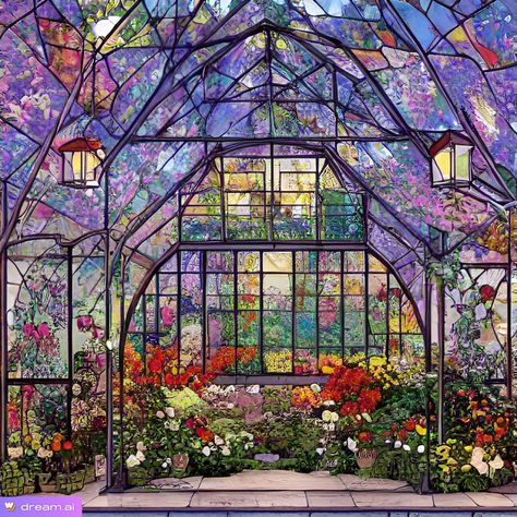 Stain Glass Greenhouse, Glass Green House, Reference Ideas, Pretty Decor, Green House, Botanical Garden, Art Stuff, Future House, Botanical Gardens