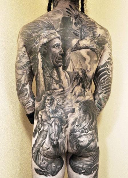 Realism Indians Tattoo by Josh Duffy Tattoo - http://worldtattoosgallery.com/realism-indians-tattoo-by-josh-duffy-tattoo/ Red Indian Tattoo, Native American Drawing, 42 Tattoo, Native American Tattoo, Native Tattoos, Torso Tattoos, Sak Yant Tattoo, Native American Wisdom, Sick Tattoo