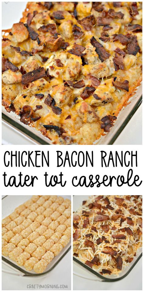 Bacon Ranch Tater Tot Casserole, Ranch Tater Tot Casserole, Regular Meals, Casserole Chicken, Chicken Bacon Ranch Casserole, Crafty Morning, Fast Dinner, Fast Dinner Recipes, Tot Casserole