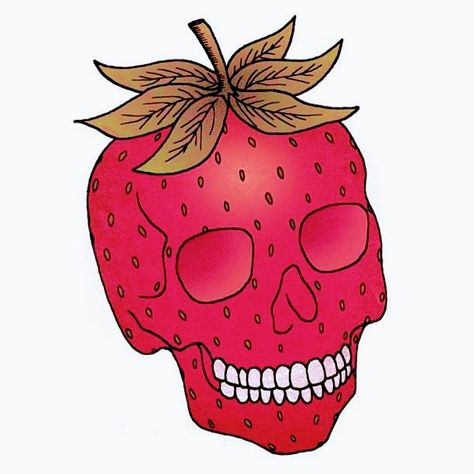 Strawberry Skull, Fruit Drawings, Pastel Color Background, Unicorn Life, Youtube Drawing, Food Drawings, Fruits Drawing, Skull Island, Flower Art Drawing