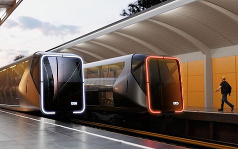 Art. Lebedev Studio tries to reinterpret the classic metro trains into modern and functional public transportation. The task was simple, to design a breathtaking metro train. Teknologi Futuristik, Metro Train, Future Transportation, Futuristic Art, Alvar Aalto, Futuristic City, Future City, Futuristic Cars, Futuristic Technology