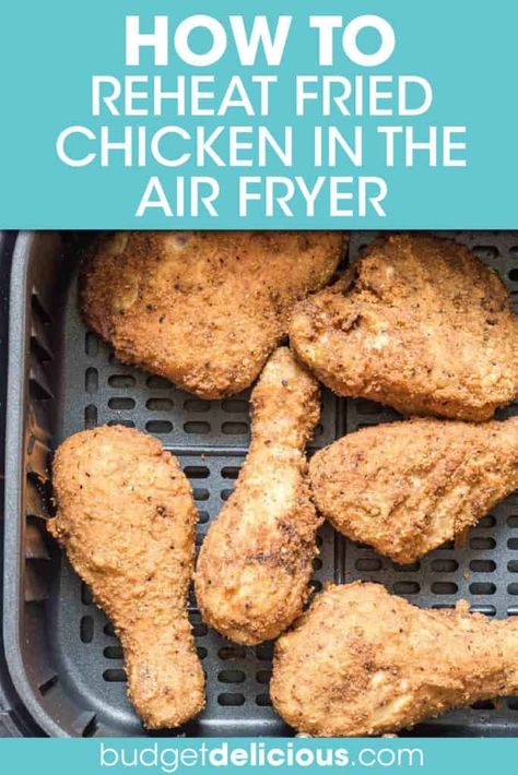 Once you learn how to Reheat Fried Chicken in the Air Fryer, you'll never want to do it any other way! Enjoy fried chicken leftovers that are deliciously crispy outside and tender and moist inside, all without heating your oven. With the air fryer, you can reheat fried chicken to perfection quickly and easily. Reduce waste and stretch your budget by using up leftover fried chicken. Click through to learn How To Reheat Fried Chicken in Air Fryer!! #friedchicken #airfryer #reheatchicken #chicken Wings In Air Fryer Recipe, Fried Chicken In Air Fryer, Leftover Fried Chicken, Chicken In An Air Fryer, Reheat Fried Chicken, Chicken In Air Fryer, Chicken Leftovers, Chicken In The Air Fryer, Quick Chicken Breast Recipes