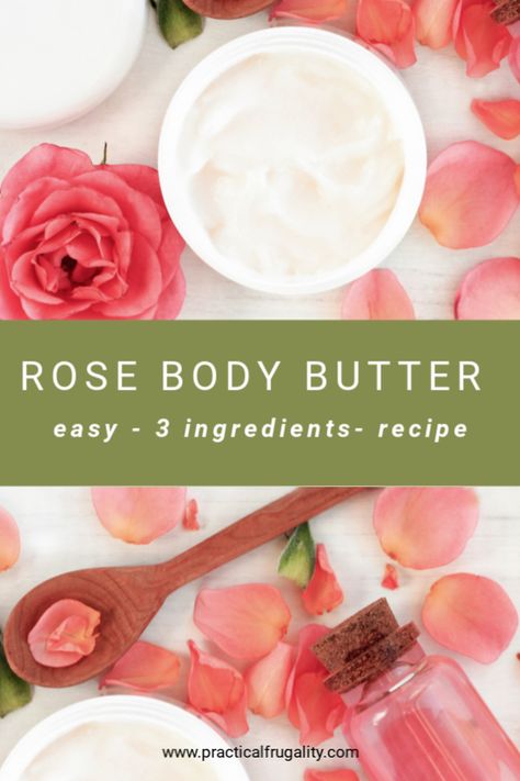 Rose Body Butter Diy, Rose Scented Body Lotion, Rose Body Oil Diy, Rose Body Butter Recipe, Homemade Apothecary, Cauldron Ideas, Shea Butter Diy, Body Butter Packaging, Magnesium Butter