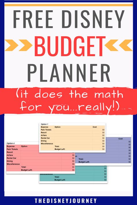 Let this Disney cost calculator do the work for you! Creating your Disney vacation budget is a big part of your Disney trip planning. This Disney budget planner helps guide you through the necessary steps to figure out just how much your trip will cost. And it does the math for you! A good Disney budget planner can help you save money by letting you visualize the total cost of different Disney vacation options at once #disneybudgetplanner #disneybudgetplannersavemoney #disneycostcalculator Disney Budget Planner, Disney Trip Planning Budget, Vacation Budget Planner, Disney Budget, Financial Budget Planner, Vacation Budget, Orlando Trip, Travel Disney, Cost Calculator