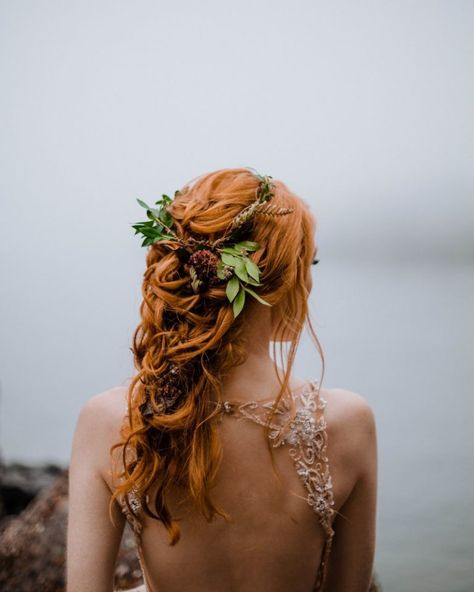 Viking Wedding Hair, Celtic Bride, Red Hair Brides, Celtic Braid, Wedding Hairstyles And Makeup, Viking Braids, Viking Wedding, Viking Hair, Flowers In Her Hair