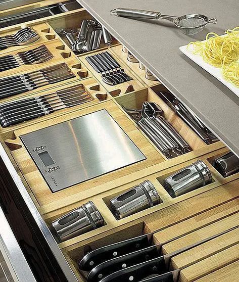 Modern Konyhatervezés, Modern Köksdesign, Desain Pantry, Kabinet Dapur, Kitchen Organisation, Diy Kitchen Storage, Kitchen Drawer, Smart Kitchen, Kitchen Drawers