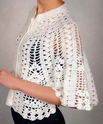 Crochet Cape Pattern - Beautiful Bolero Haken, Crochet Cape Pattern, Crochet Capelet, Beau Crochet, Blouse Tops Designs, Crochet Cape, Cape Pattern, Gilet Crochet, Mode Crochet