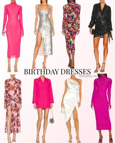 Birthday Dress ideas, what to wear to your birthday party, what to wear to your birthday dinner 60th Birthday Dress For Mom, Hot Pink Birthday Dress, Birthday Dress Ideas, Pink Birthday Dress, Hot Pink Birthday, 75th Birthday Parties, Birthday Dinner, Birthday Party Dress, Fancy Dinner