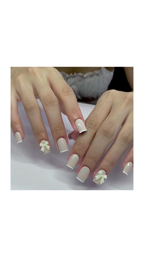 Elegant nail design for your perfect occasion. Nails With Ribbon Design, Nails With Ribbon, White Nail Designs, Ribbon Design, White Ribbon, Green Nails, Nails Design, Neutral Color, White Nails