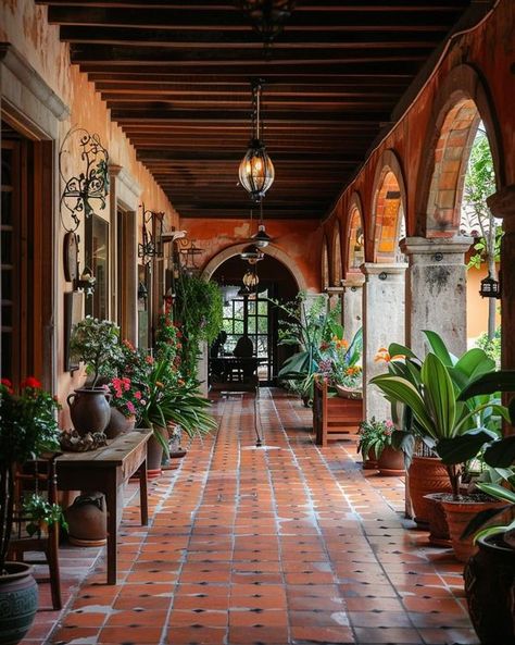 Mexican Spanish, Spanish Mediterranean, Pergola Garden, Deck With Pergola, Hacienda Style, Spanish Style, Dream Home Design, Patio Garden, Decks