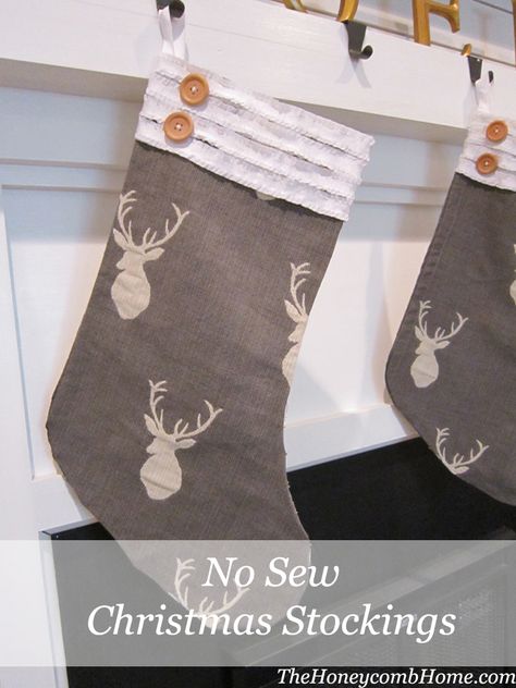 Easy No-Sew Christmas Stockings: Not! Diy Christmas Stockings, Christmas Diy Sewing, Stocking Tutorial, Sew Christmas, Sewing Christmas, Diy Stockings, Christmas Stocking Gifts, Christmas Stockings Diy, Holiday Mantel