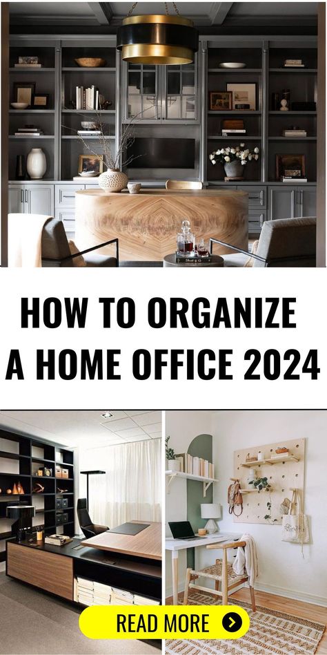 If you're struggling with a cramped workspace, our guide on how to organize a home office 2024 is here to help. We delve into the art of maximizing small desk space, utilizing every inch for work efficiency. Learn how to arrange supplies at work, use space-saving folders, and turn a tiny closet into a supply closet. Transform your home office into a model of organization and style. Dual Desk Home Office, Small Desk Space, Small Home Office For Two, Light Wood Desk, Supply Closet, Office For Two, Functional Office, Blue Shelves, Sleek Desk