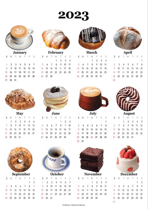 Cake Calendar 2023, Korean Poster, Coffee And Pastries, Cake Donut, 달력 디자인, Korean Cake, Calendar Poster, 2023 Calendar, Homescreen Ideas