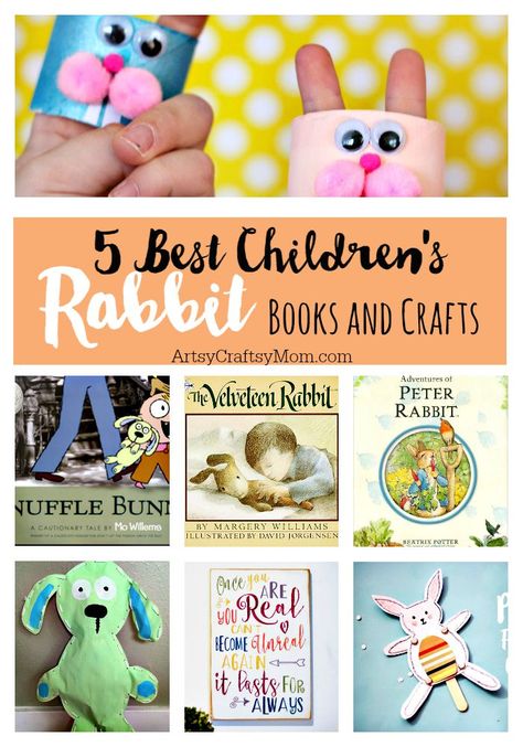 5 Of our Favorite Children's Rabbit Books and Crafts - Sharing our favorite books and one adorable craft to go with each book. Perfect for Easter and International Rabbit Day. Books Crafts For Kids, Rabbit Activities, Storybook Crafts, Chinese New Year Rabbit, Books And Crafts, 1000 Books Before Kindergarten, Rabbit Craft, Steam Lessons, Kids Holidays