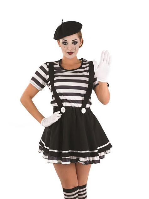 Mime Circus Fancy Dress, Mime Costume, Artist Costume, Mime Artist, French Circus, French Costume, Ladies Fancy Dress, Diy Kostüm, Circus Costume