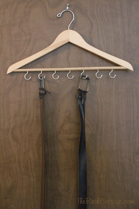 DIY Belt Rack for Father's Day - The Birch Cottage Belt Hanger Ideas, Belt Hacks, Stage Outfits Kpop Ideas, Stage Outfits Kpop, Belt Rack, Diy Belt, Furniture Shelves, Belt Hanger, Organizing Solutions