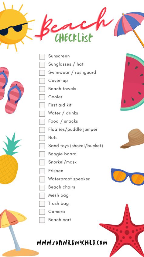 Beach Day Checklist, Beach Checklist, Beach With Kids, Day Checklist, Kids Checklist, Beach Cart, Safe Sunscreen, Beach Packing, Hitchhikers Guide To The Galaxy