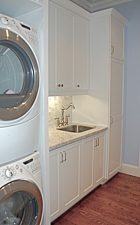 Laundry Pictures, Traditional Laundry Room, Laundry Room Storage Shelves, Small Laundry Room Organization, Room Storage Diy, Stackable Washer And Dryer, Laundry Design, Laundry Room Remodel, Laundry Room Inspiration