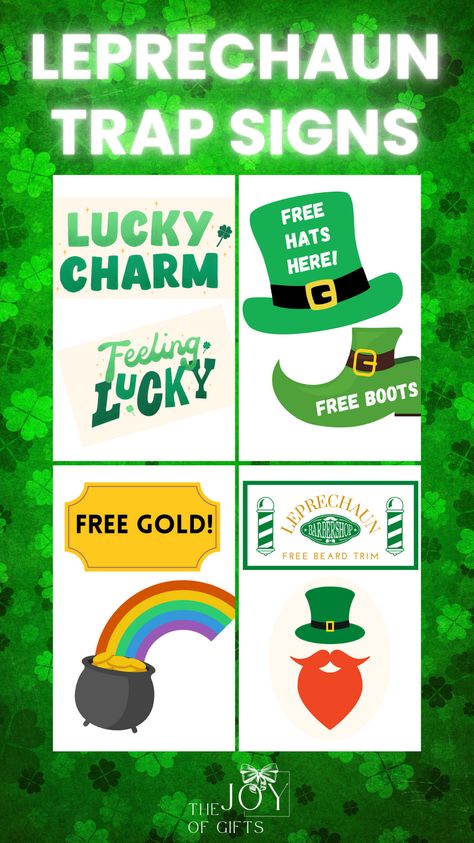 Build an easy leprechaun trap with these free St. Patrick's printables on The Joy of Gifts. You'll find different leprechaun trap signs that you can print for free, including signs for a gold treasure hunt. You'll see all sorts of leprechaun trap ideas and even some cool leprechaun trap kits. Enjoy your free printable trap signs and have a happy St. Patrick's Day! Leprechaun Trap Printable Free, Leprechaun Trap Printable, Easy Leprechaun Trap, Leprechaun Trap Ideas, Printable Signs Free, Chocolate Gold Coins, Gold Treasure, Lucky Sign, Leprechaun Trap