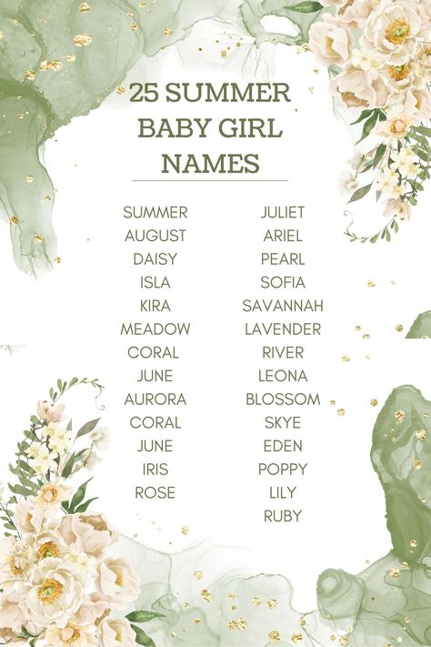 If you haven’t decided on a baby name yet, these summer inspired baby names should give you plenty of inspiration for naming your little one. Beachy Names, Baby Nanes, Names For Babies, Sims Names, Summer Names, Female Character Names, August Baby, French Names