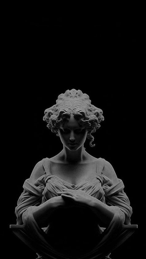 Black And White Sculpture Aesthetic, Dark Sculptures Art, Black And White Aesthetic Phone, Hot Villain Aesthetic, Black And White Statue, Sculpture Wallpaper, Fancy Wallpaper, Statue Aesthetic, Classic Sculpture