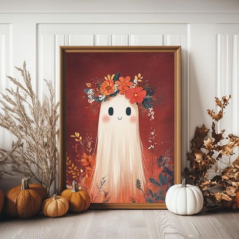 Add a touch of whimsical charm to your home with this AI-generated digital download of a floral ghost. The ghost, adorned with a vibrant flower crown, stands against a warm autumn backdrop, creating a perfect blend of spooky and sweet. This digital artwork is ideal for Halloween decor or year-round wall art, bringing a playful yet elegant vibe to any room. Download and print in your preferred size for instant, unique home decor. Please note this is a high resolution instant digital download for printable artwork. DIGITAL DOWNLOAD ONLY NO ITEM WILL BE SHIPPED Ghost Artwork, Autumn Backdrop, Ghost Poster, Autumn Spirit, Floral Ghost, Round Wall Art, Fall Theme, Flowers Print, Vibrant Flower