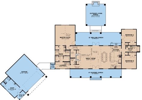 Country Style House Plan - 3 Beds 2.5 Baths 2191 Sq/Ft Plan #923-211 - BuilderHousePlans.com Board And Batten Exterior, Exterior Wall Materials, Courtyard Entry, Shiplap Fireplace, Country Style House, Country Style House Plans, Country House Plan, Contemporary House Plans, Building Section