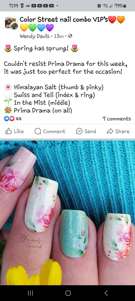 Made My Daisy Color Street, Prima Drama Color Street Combo, Prima Drama Color Street, Colorstreet Spring Nails, Color Street Spring Combos, Color Street Nails Combos, Summer Manicures, Mani Inspiration, Colorstreet Combos