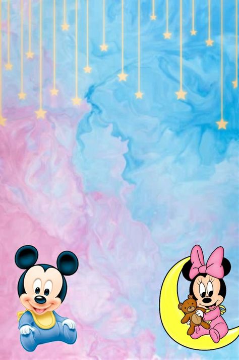 Disney Gender Reveal, Miki Mouse, Gender Reveal Baby Shower Themes, Gender Reveal Invitations Template, Twin Gender Reveal, Indian Baby Showers, Minnie Mouse Birthday Party Decorations, Baby Shower Background, Cars Birthday Invitations