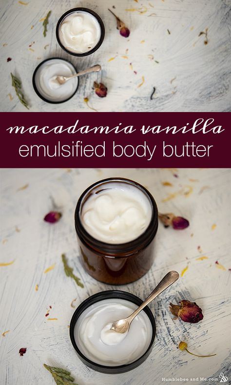 Emulsified Body Butter Recipe, Fall Farmstand, Vanilla Body Butter Recipe, Emulsified Body Butter, Body Cream Recipe, Make Lotion, Kitchen Apothecary, Diy Body Scrub Recipes, Lotion Bars Recipe