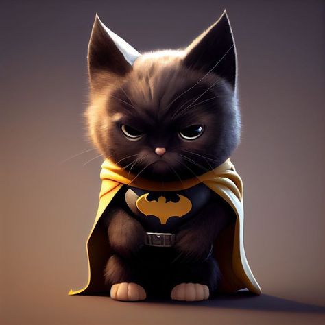 Batman Cat, Batman Costume, Cat Profile, Cartoon Character Pictures, Cute Cartoon Characters, Cat Character, Anime Animals, Funny Cat Pictures, Cat Wallpaper