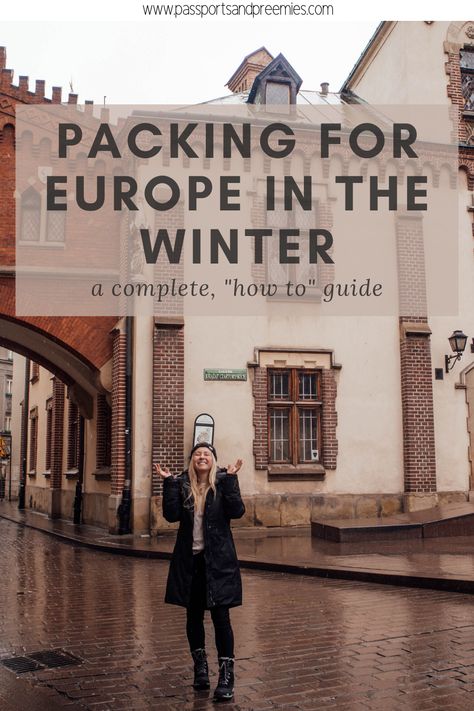 A how to guide for packing for Europe in the winter time. Shoes For Europe Travel Fall Winter, Europe Winter Packing, Packing Advice, Packing List For Europe, Europe Winter Travel, Europe In Winter, Europe Packing, Italy Winter, Germany Christmas