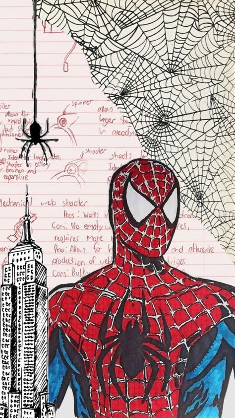 Spiderman Notebook Cover, Spiderman Scrapbook Ideas, Spiderman Comic Pfp, Spiderman Scrapbook, Spiderman Comic Wallpaper, Spiderman Wallpaper Aesthetic, Spider Man Comic Art, Spiderman Comic Covers, Spider Man Swinging