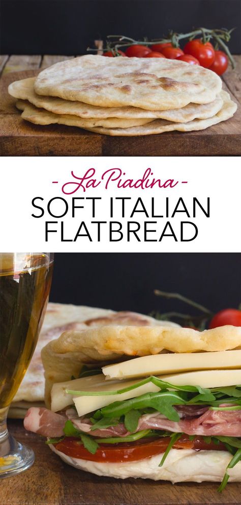 La Piadina - Italian Flatbread Sandwich is an easy bread recipe for Breakfast, lunch or dinner. It's fast, easy & also a no yeast bread recipe. Fill this Soft Flatbread up with your favorite sandwich fillings - veggies, cheese and deli meat. This easy flatbread recipe is ready in less than an hour! #flatbread #Italianbread Flat Bread Sandwiches Recipes, Subway Flat Bread Recipe, Flatbread Crust Recipe, Tortas Bread Recipe, Easy Flat Bread Recipe No Yeast, Home Made Flatbread, Subway Flatbread Recipe, Flatbread Filling Ideas, Flat Breads Recipe Easy