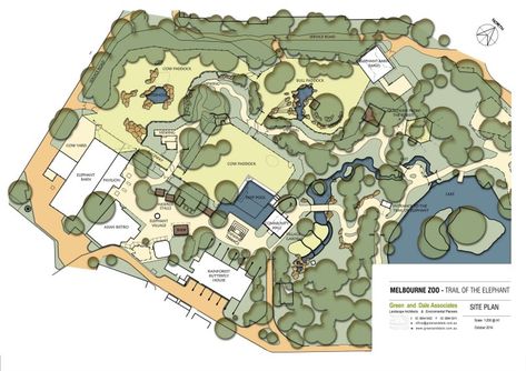 Melbourne Zoo Trail of the Elephant Site Plan - Green and Dale Associates Zoo Layout, Interpretation Centre, Zoo Exhibit, Site Development Plan, Elephant House, Animal Enclosures, Zoo Inspiration, Zoo Map, Zoo Tycoon