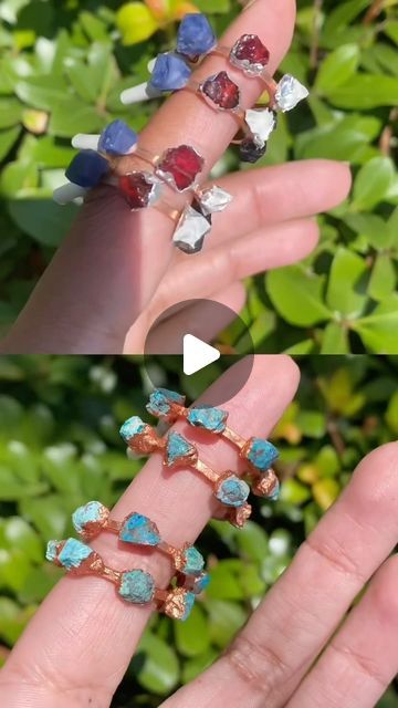 Raw Island Jewels & Scents on Instagram: "Is it TIME!? We never know with her! But I always say luck is when preparation meets opportunity, so im getting ready EARLY!! Can you see the vision? 🇺🇸🤠🐝

HOW IT’S MADE:
This process is called Electroforming, after the first step (shown in the video) there are about 4 more steps that include fusing the stones to the copper wire, the repeating the process so that the rings are covered in either 14k gold or sterling silver.

Join the “COWBOY” COLLECTION (playing it safe with this name lol) waitlist asap to round up the latest gems from my summer lineup, including our:

• AMERICAN REQUIEM HOOPS: (Raw Semi-Precious Blue Soladite, Black Spinel, Clear Quartz, and Garnet stones)

• RIVERDANCE HOOPS: (Raw Rough Semi-Precious Turquoise)
**(I only used Preparation Meets Opportunity, Raw Stone Ring, Diy Rings, Garnet Stone, Black Spinel, The Vision, My Summer, Raw Stone, Round Up